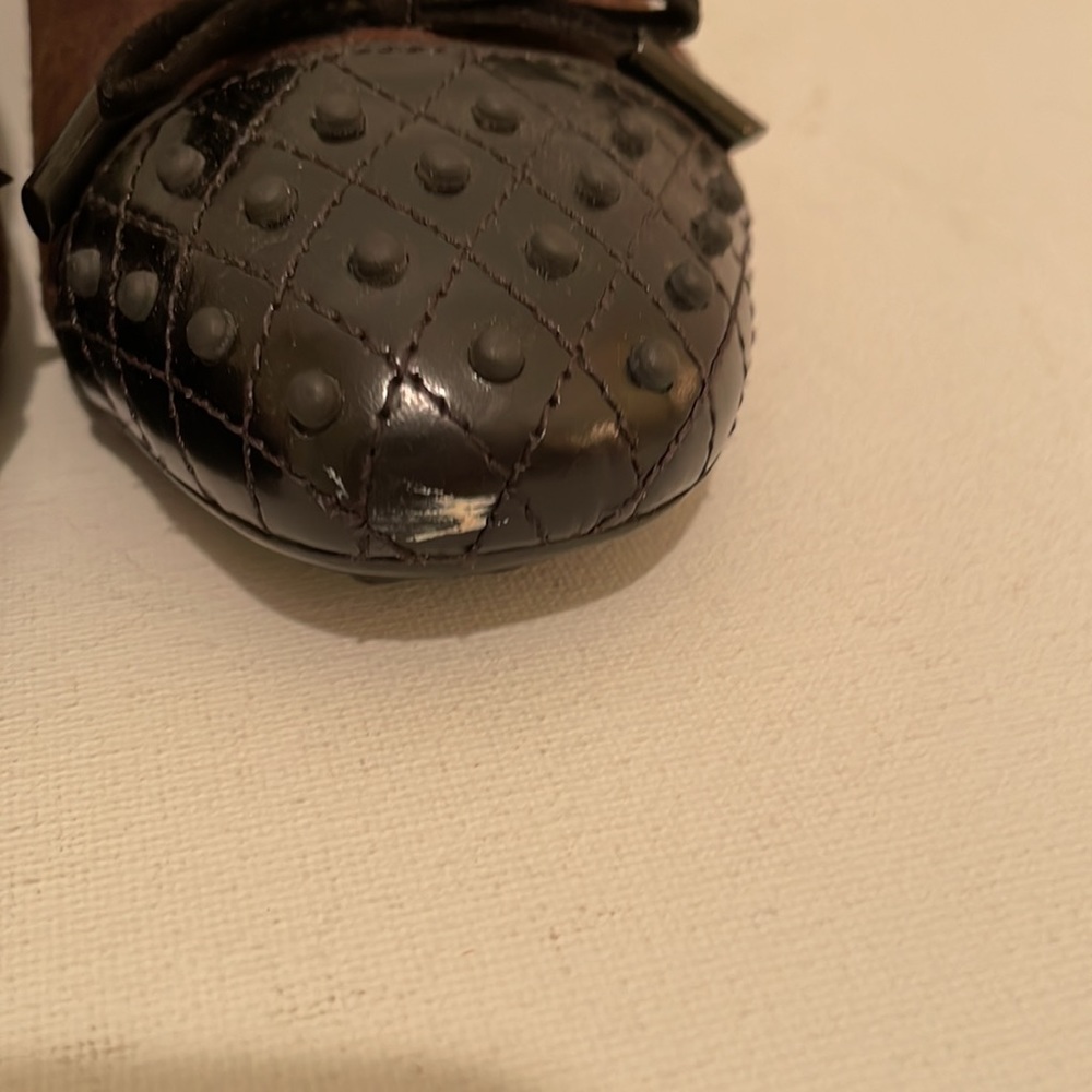 TOD’S - LEATHER AND SUEDE BALLERINA FLATS - Picture 6 of 14